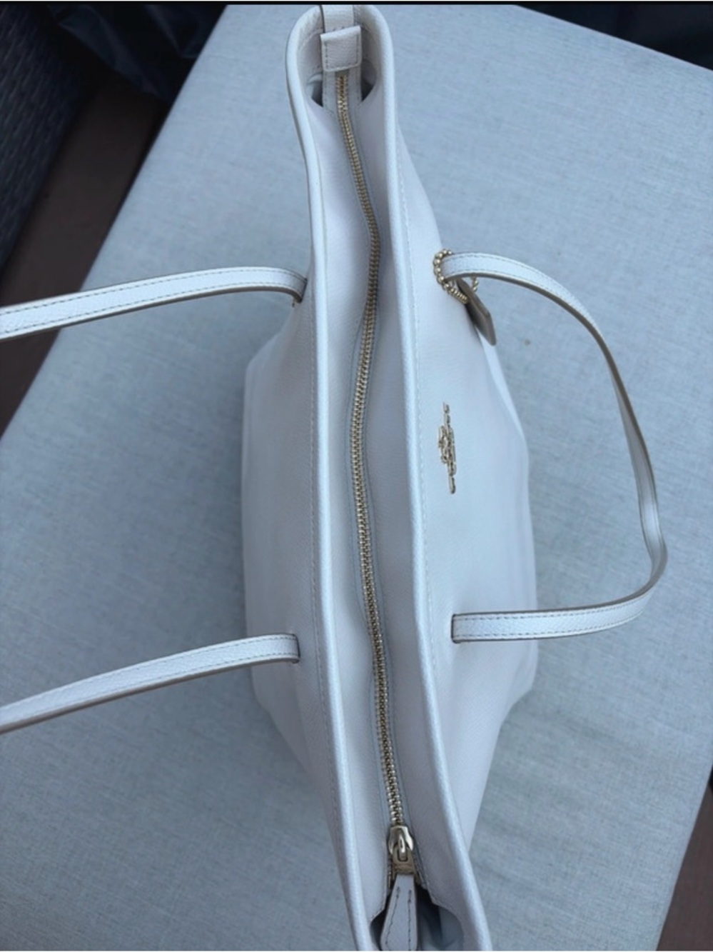 Coach White Leather Tote with Gold Accents - Picture 8 of 10